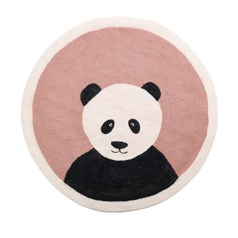 Cartoon round Carpet Owl Panda Rainbow Printed Nordic Thickened Anti-Fall Mat Bedroom Bedside Children Game Crawling Mat