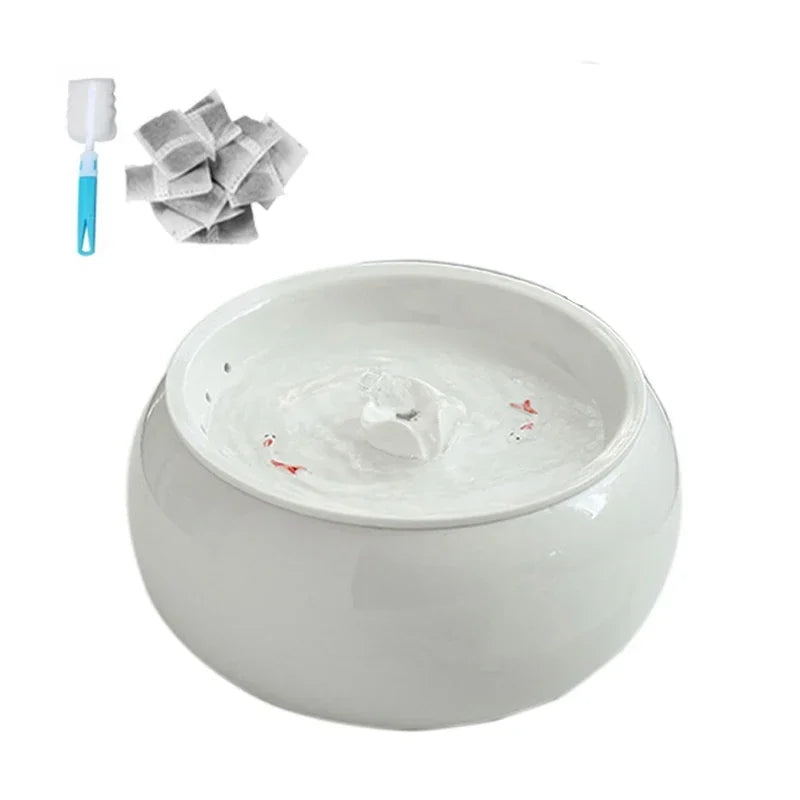 1.5L Electric Ceramic Water Fountain for Cats and Dogs, Automatic Cat Water Dispenser, Pet Bowl