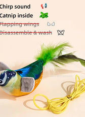 Simulated Bird Cat Toy Interactive Toys Dog Rechargeable Chirping Flapping Bird(No Flying) Catnip Touch Activated Plush Toy Pet