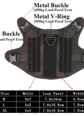 Metal Buckle Tactical Dog Harness MOLLE Pet Train Vest German Shepherd Leash Hound Golden Retriever Labrador Saint Bernard Husky