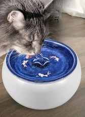 1.5L Electric Ceramic Water Fountain for Cats and Dogs, Automatic Cat Water Dispenser, Pet Bowl