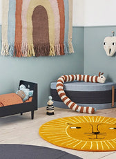 Cartoon round Carpet Owl Panda Rainbow Printed Nordic Thickened Anti-Fall Mat Bedroom Bedside Children Game Crawling Mat