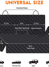 Dog Car Seat Cover, Back Seat Cover for Dogs Pet Car Seat Protector Waterproof Bench Car Seat Cover, Non-Slip Reat Seat Cover Fits Middle Armrest for Most Cars Trucks Suvs - Black