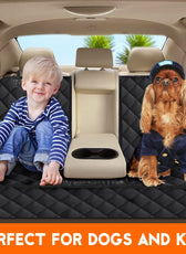 Dog Car Seat Cover, Back Seat Cover for Dogs Pet Car Seat Protector Waterproof Bench Car Seat Cover, Non-Slip Reat Seat Cover Fits Middle Armrest for Most Cars Trucks Suvs - Black