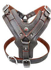 Durable Dog Harness Large Dogs Genuine Leather Harnesses Pet Training Vest with Quick Control Handle for Labrador Pitbull