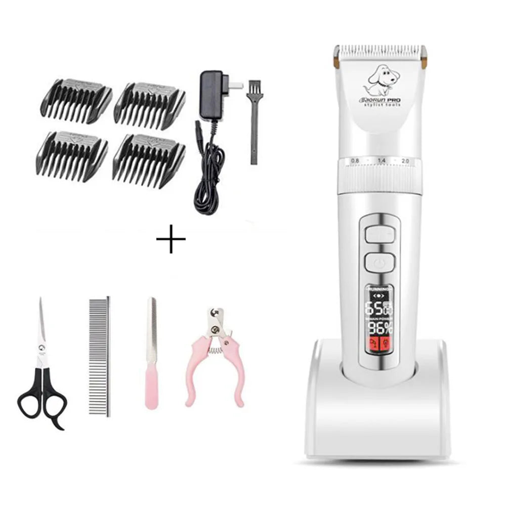Baorun P9 Dog Hair Trimmer Electrical Pet Professional Grooming Machine Rechargeable Shaver Hair Cutter Cat Haircut Clipper