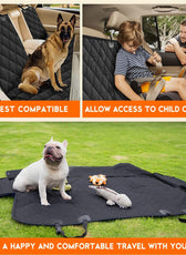 Dog Car Seat Cover, Back Seat Cover for Dogs Pet Car Seat Protector Waterproof Bench Car Seat Cover, Non-Slip Reat Seat Cover Fits Middle Armrest for Most Cars Trucks Suvs - Black