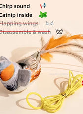 Simulated Bird Cat Toy Interactive Toys Dog Rechargeable Chirping Flapping Bird(No Flying) Catnip Touch Activated Plush Toy Pet