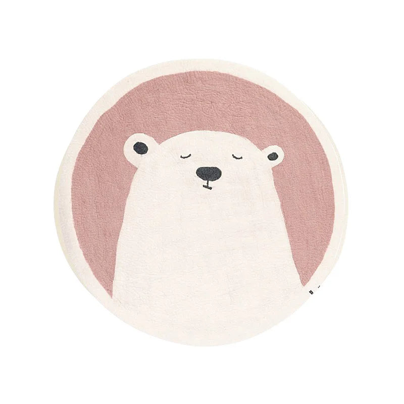 Cartoon round Carpet Owl Panda Rainbow Printed Nordic Thickened Anti-Fall Mat Bedroom Bedside Children Game Crawling Mat