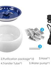 1.5L Electric Ceramic Water Fountain for Cats and Dogs, Automatic Cat Water Dispenser, Pet Bowl