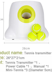 Dog Pet Toys Tennis Launcher Automatic Throwing Machine Pet Ball Throw Device 3/6/9M Section Emission with 3 Balls Dog Training