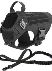 Metal Buckle Tactical Dog Harness MOLLE Pet Train Vest German Shepherd Leash Hound Golden Retriever Labrador Saint Bernard Husky