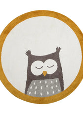 Cartoon round Carpet Owl Panda Rainbow Printed Nordic Thickened Anti-Fall Mat Bedroom Bedside Children Game Crawling Mat