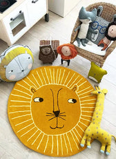Cartoon round Carpet Owl Panda Rainbow Printed Nordic Thickened Anti-Fall Mat Bedroom Bedside Children Game Crawling Mat