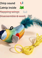Simulated Bird Cat Toy Interactive Toys Dog Rechargeable Chirping Flapping Bird(No Flying) Catnip Touch Activated Plush Toy Pet