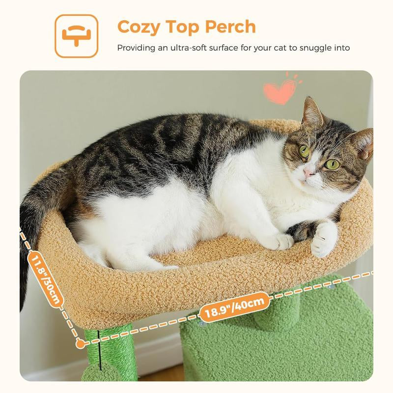 Cat Tree for Indoor Cats, 45.7"-56.3" Multi-Level Cat Tower with Large Metal Frame Hammock, Cat Condo with 4 Scratching Posts and Top Perch