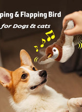 Simulated Bird Cat Toy Interactive Toys Dog Rechargeable Chirping Flapping Bird(No Flying) Catnip Touch Activated Plush Toy Pet