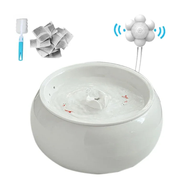 1.5L Electric Ceramic Water Fountain for Cats and Dogs, Automatic Cat Water Dispenser, Pet Bowl