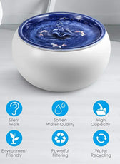 1.5L Electric Ceramic Water Fountain for Cats and Dogs, Automatic Cat Water Dispenser, Pet Bowl
