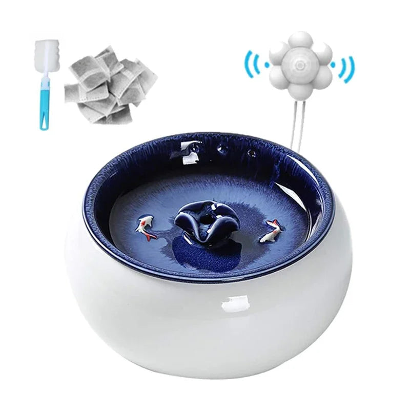 1.5L Electric Ceramic Water Fountain for Cats and Dogs, Automatic Cat Water Dispenser, Pet Bowl
