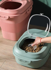 23L Airtight Food Storage Container for Pet Food Dry Cat Food Box Bag Moisture Proof Seal, Measuring Cup Kitten Litter Products